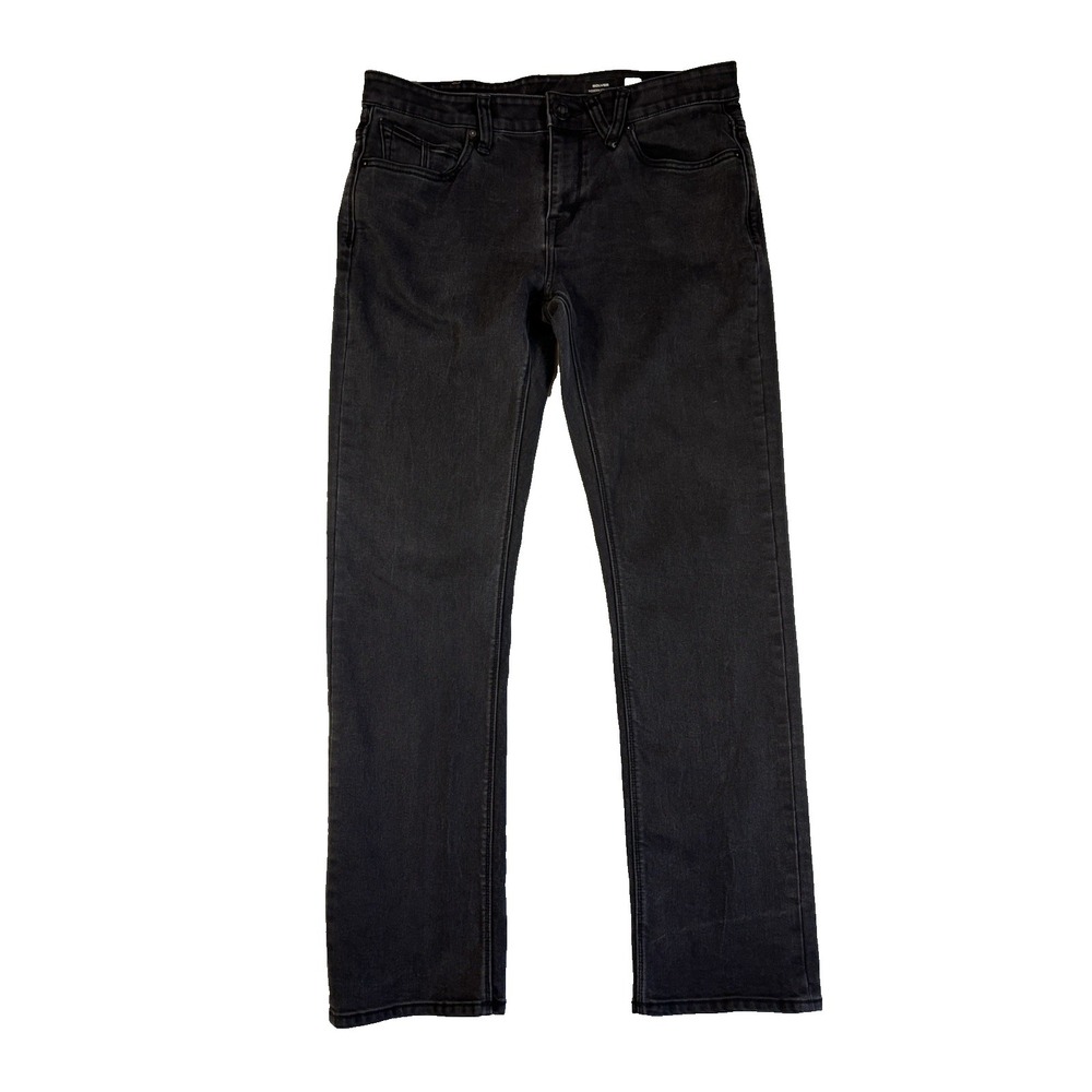 Volcom Solver Men's 33X31 Black Modern Straight Jeans Skater Urban Streetwear